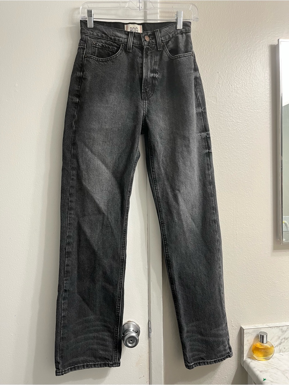 BDG Women's Black Washed Straight Jeans